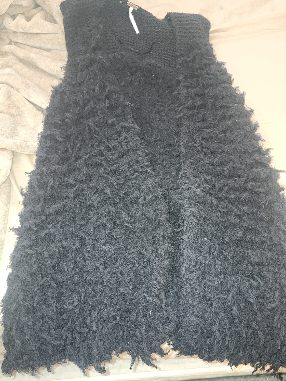 Free People Black Shaggy Knit Sleeveless Vest
